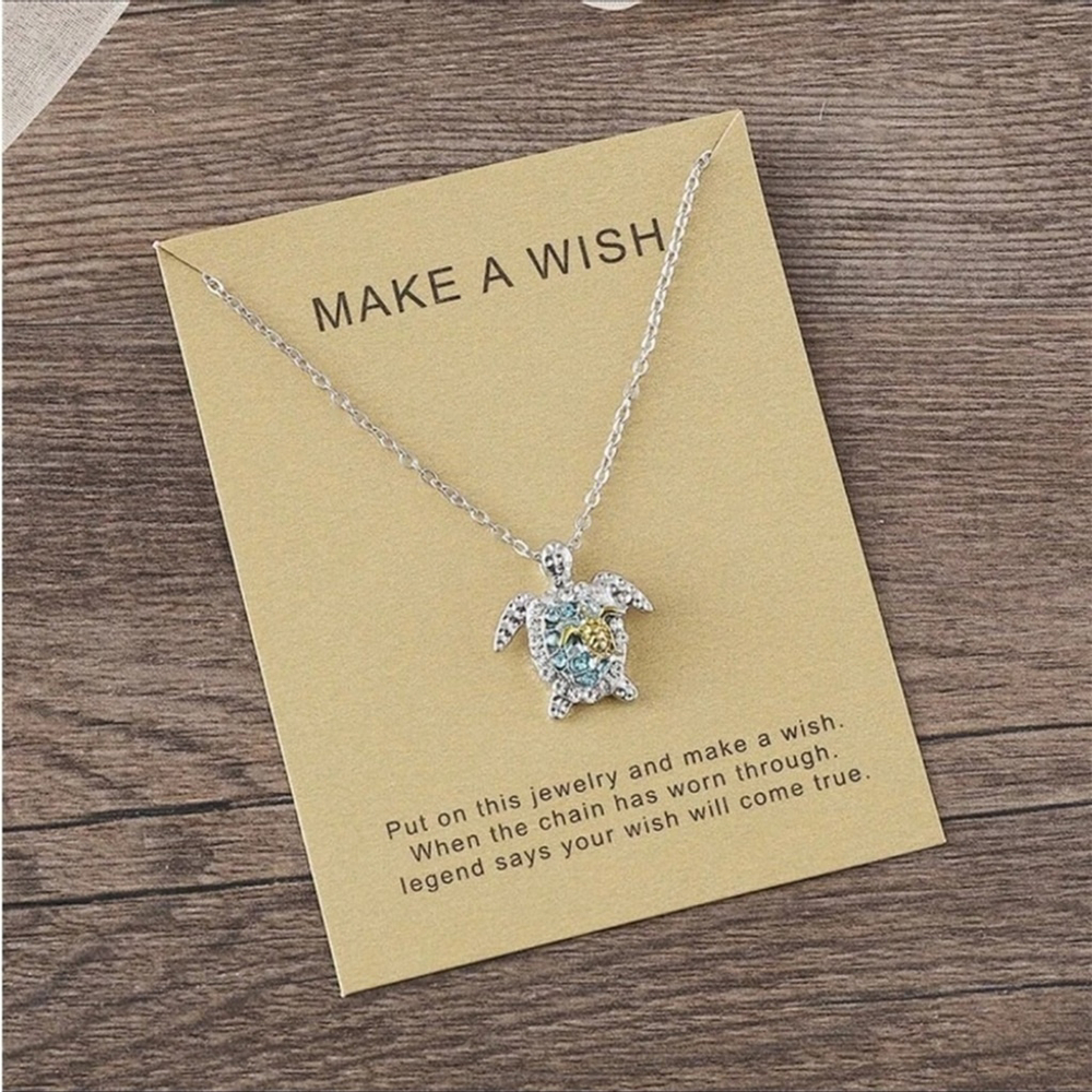 ⚠️Clearance Rhinestone Sea Turtle Pendant Silver Necklace SS - Picture 5 of 5